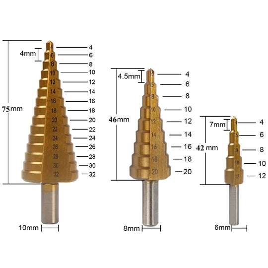 6 Piece Drill Bit Set with Twist Drill Bits and Step Drill Bits with Storage Case Metal Wood Plastic DIY