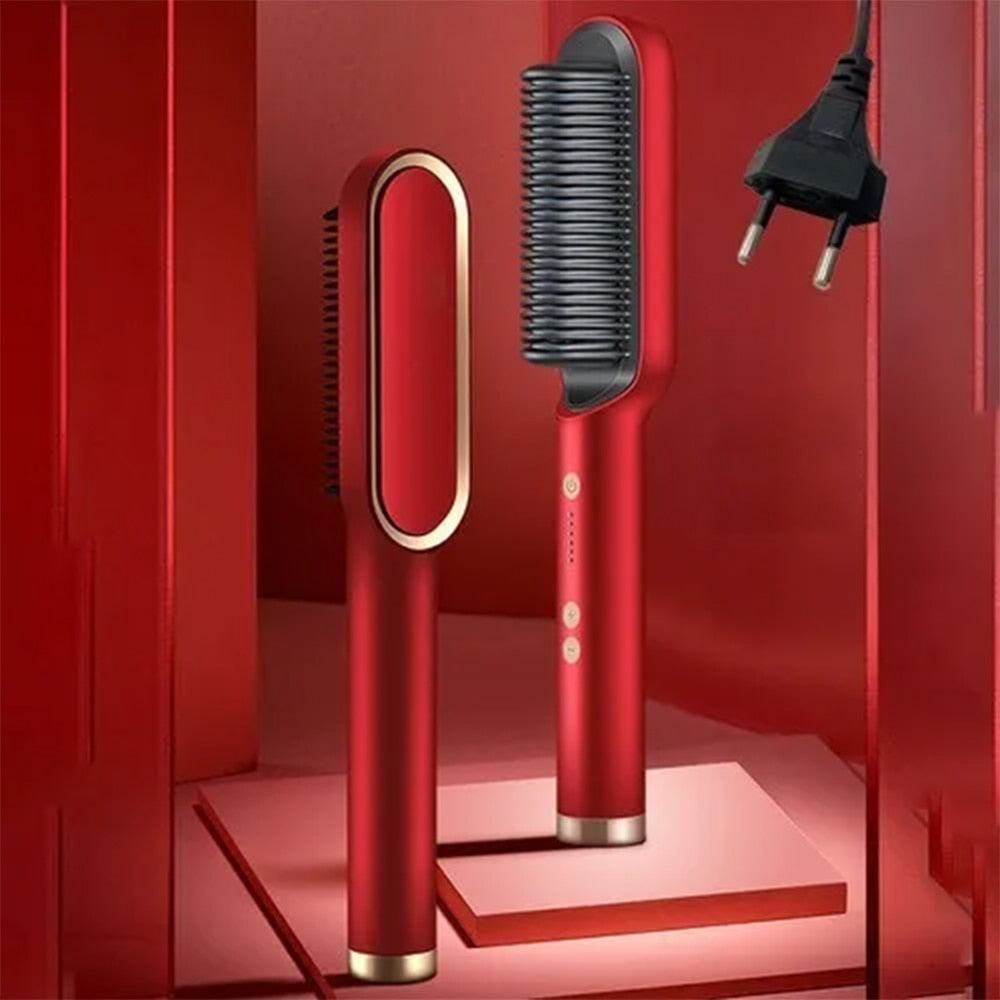 Ceramic Hair Straightening Brush Electric Heated Brush for Smooth Frizz Free Hair