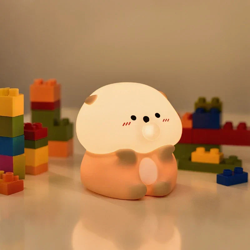 Cute Character Bedside Night Light Touch Control Rechargeable Three Level Lamp