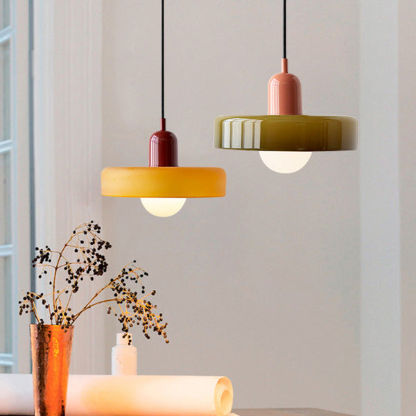 Lampada a sospensione moderna in vetro colorato, plafoniera regolabile