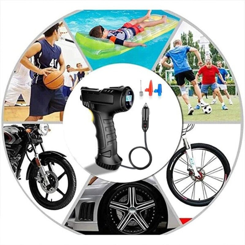 Portable Car Tire Inflator Air Compressor with Digital Pressure Display and LED Light