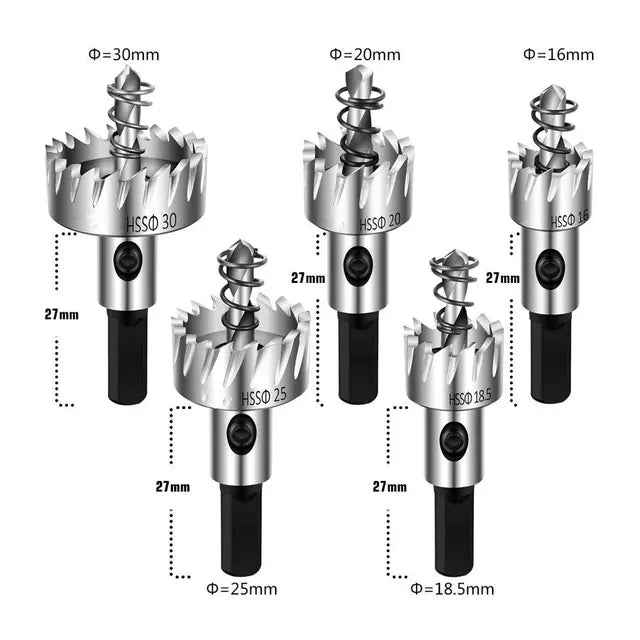 Precision Drill Bit Set 5-Piece HSS Hole Cutter Set for Metal Wood and DIY Projects