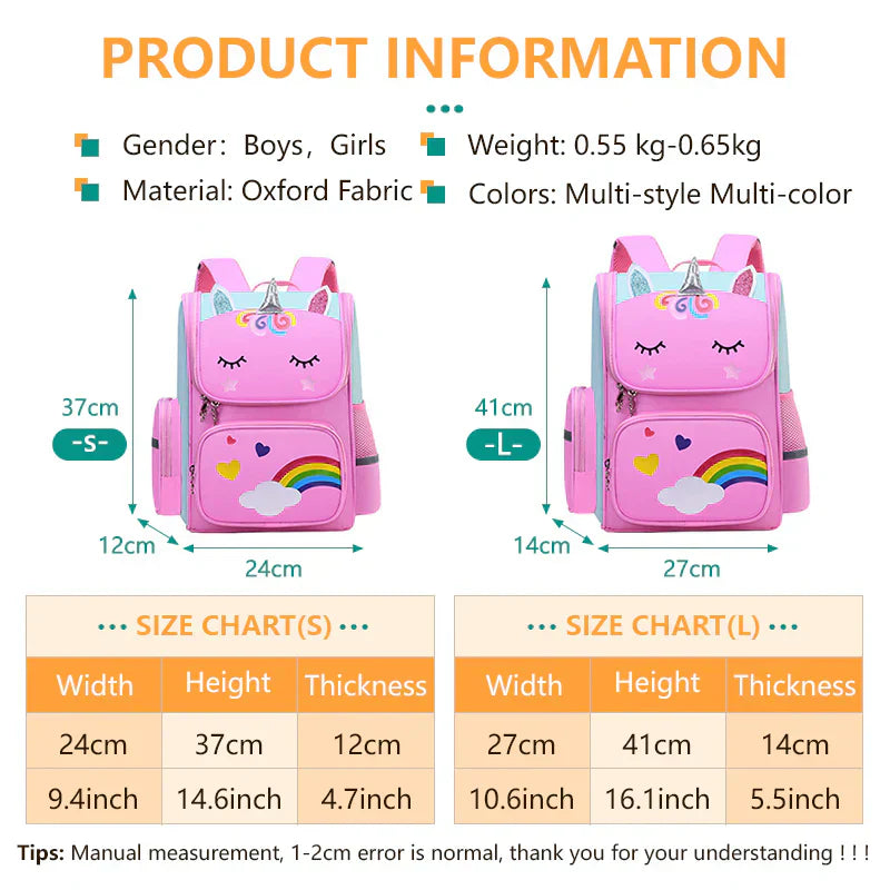 Unicorn Kids Backpack Large Capacity School Bag with Pop It Toy and Padded Adjustable Straps