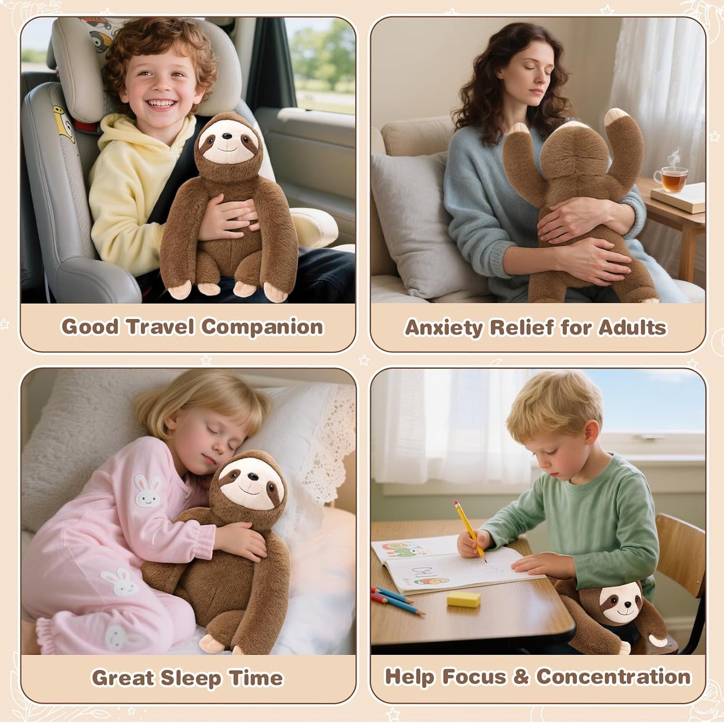 Weighted Sloth Plush Comfort Companion Reduces Stress and Promotes Deep Relaxation