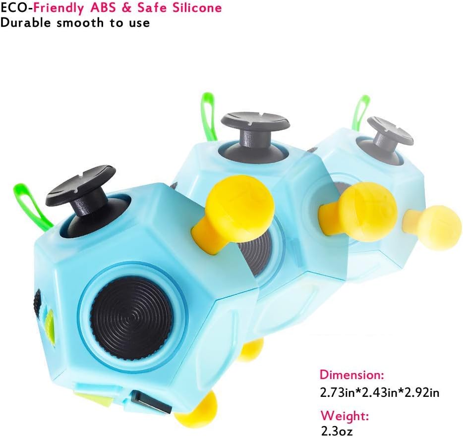 12 Sided Sensory Fidget Cube Toy Buttons Switches Sliders Stress Relief Tool