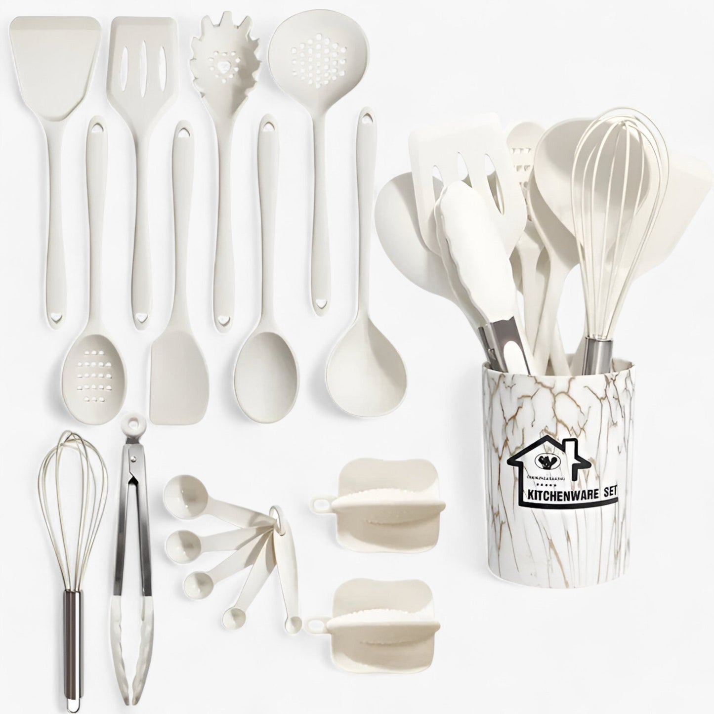 18 Piece Silicone Cooking Utensil Set Heat Resistant BPA Free Kitchen Tools