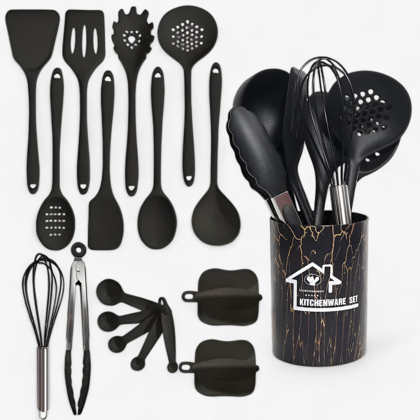 18 Piece Silicone Cooking Utensil Set Heat Resistant BPA Free Kitchen Tools