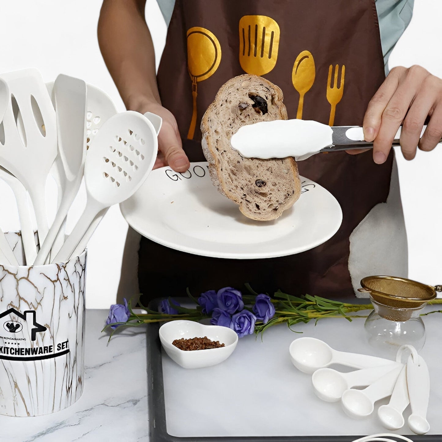 18 Piece Silicone Cooking Utensil Set Heat Resistant BPA Free Kitchen Tools