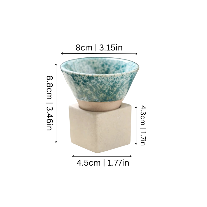 Set di 2 tazze in ceramica da caffè e tè con smalto artistico tradizionale