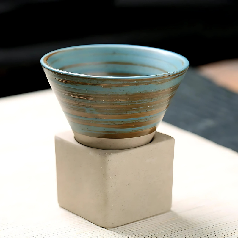 Set di 2 tazze in ceramica da caffè e tè con smalto artistico tradizionale