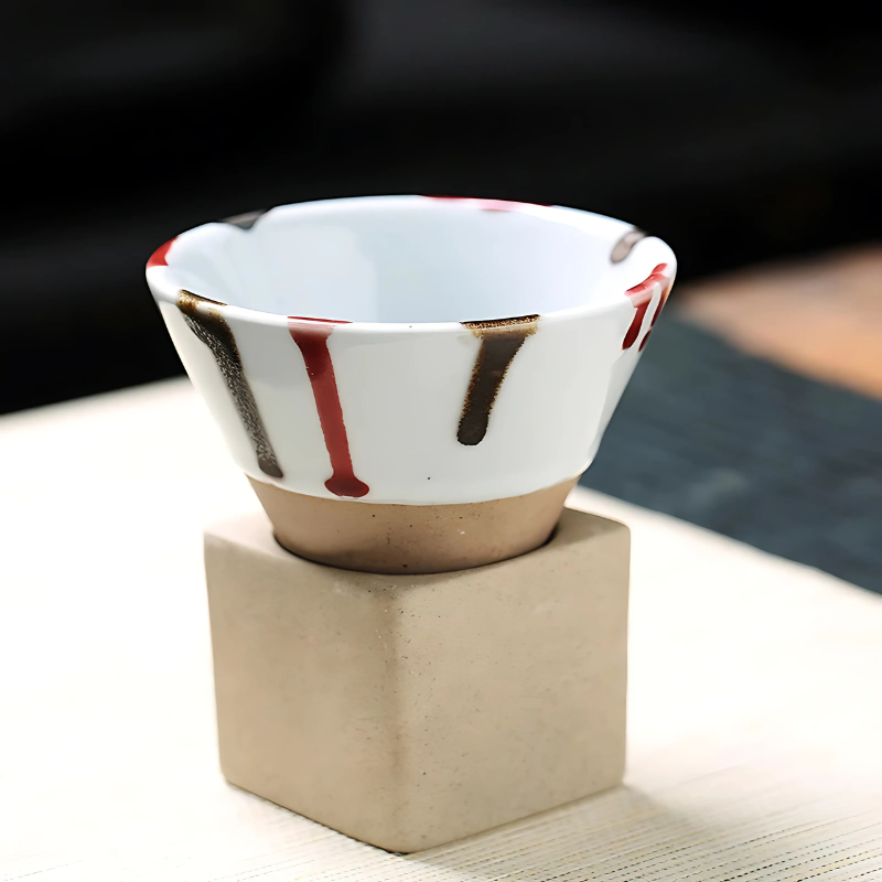 Set di 2 tazze in ceramica da caffè e tè con smalto artistico tradizionale