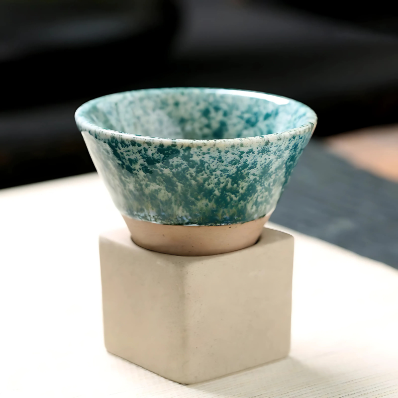 Set di 2 tazze in ceramica da caffè e tè con smalto artistico tradizionale