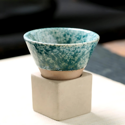 Set di 2 tazze in ceramica da caffè e tè con smalto artistico tradizionale
