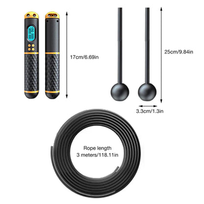 2 in 1 Digital Jump Rope Fitness Counter Adjustable Cordless Skipping Rope