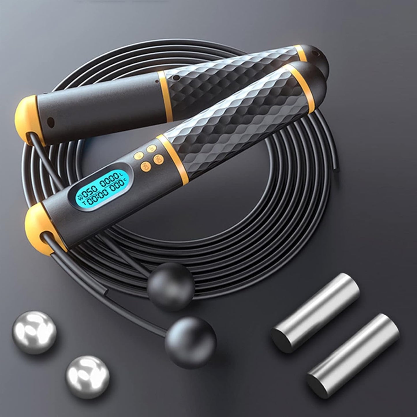 2 in 1 Digital Jump Rope Fitness Counter Adjustable Cordless Skipping Rope