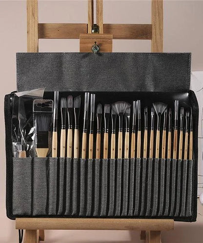 24 Piece Professional Artist Paint Brush Set for Acrylic Oil Watercolor and Gouache Painting