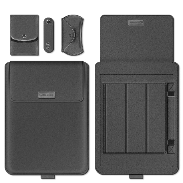 3 In 1 Laptop Stand Sleeve Mouse Pad Ergonomic PU Leather Adjustable