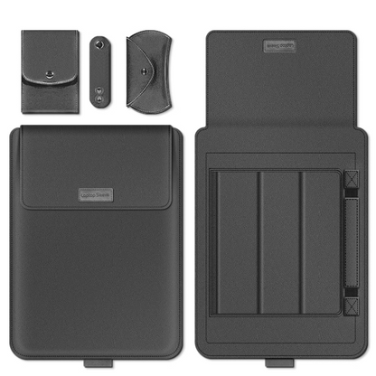 3 In 1 Laptop Stand Sleeve Mouse Pad Ergonomic PU Leather Adjustable