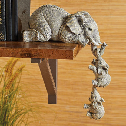 3 Pcs Mother And Baby Decorative Elephant Statue Home Accent Figurine