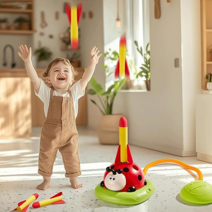 3 in 1 Kids Active Play Toy Jump Ring Toss and Rocket Launcher Game Set