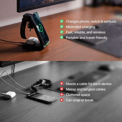 3 in 1 Wireless Charging Dock 15W Fast Charger for Multiple Devices