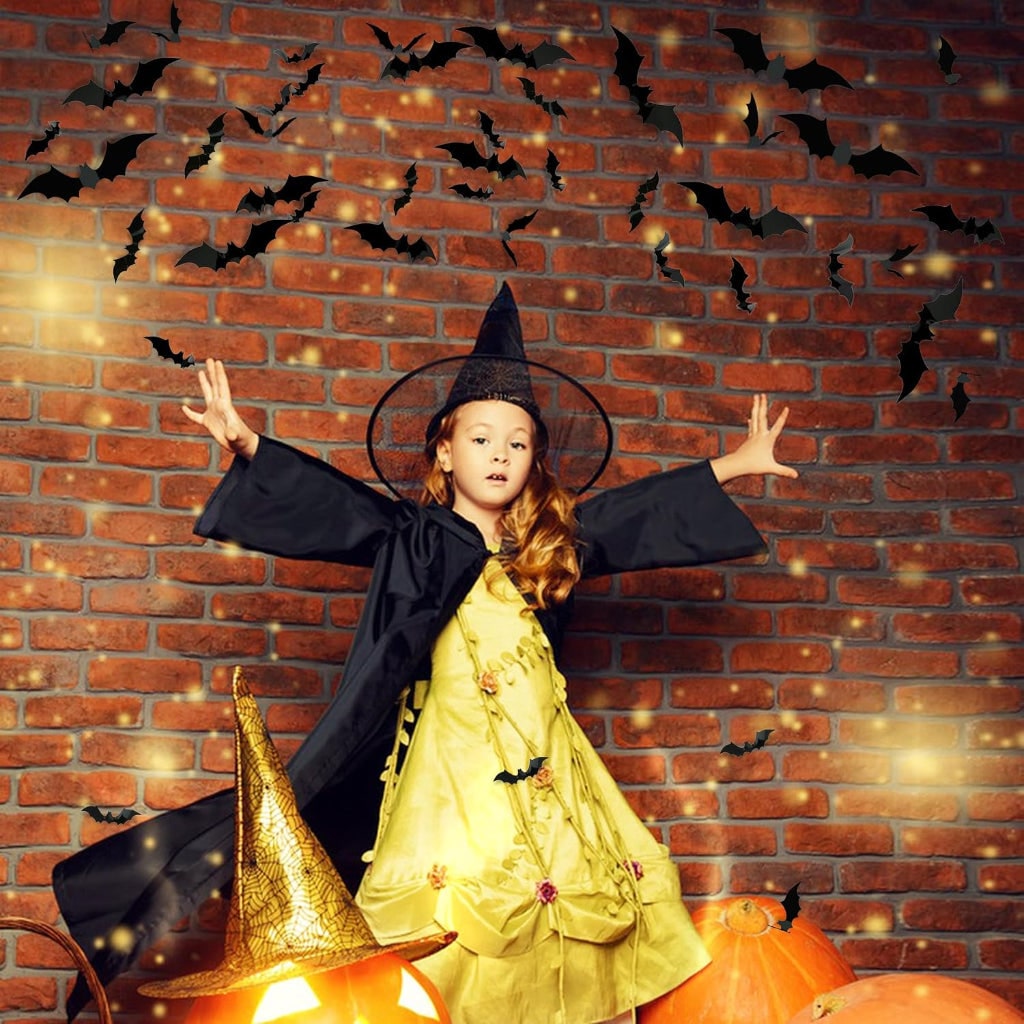 3D Bat Wall Stickers Halloween Decoration 140 Piece Party Decor Set