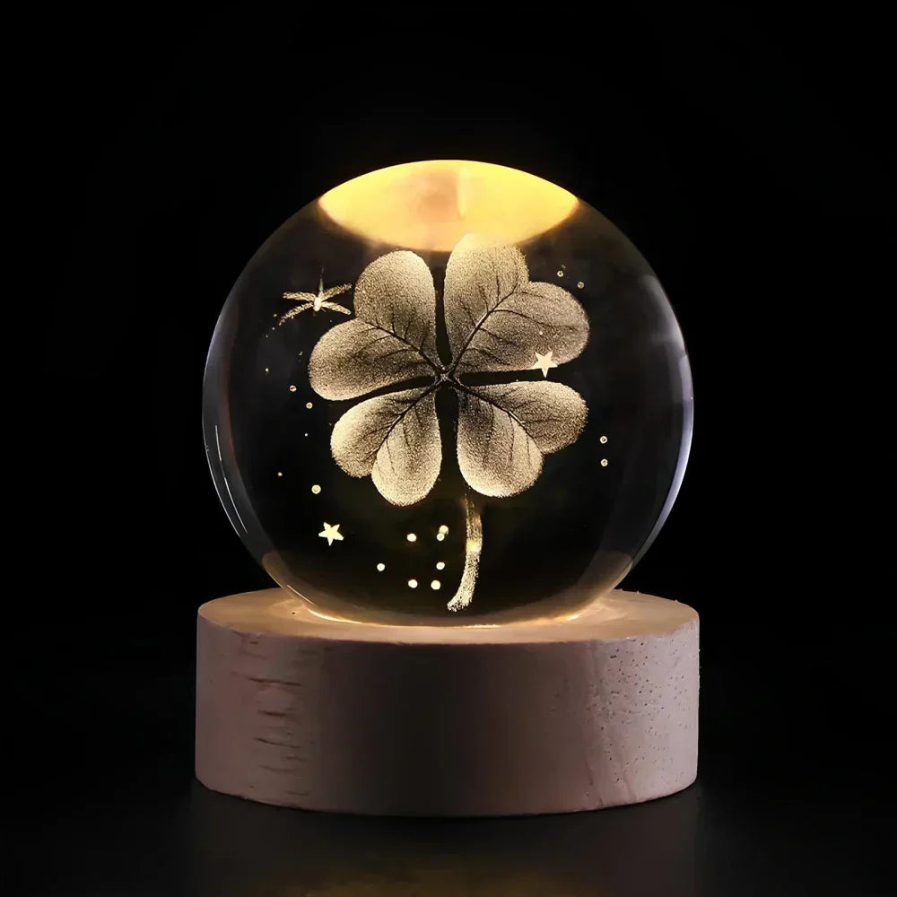 3D Planet Crystal Night Light Warm White USB LED Decorative Lamp