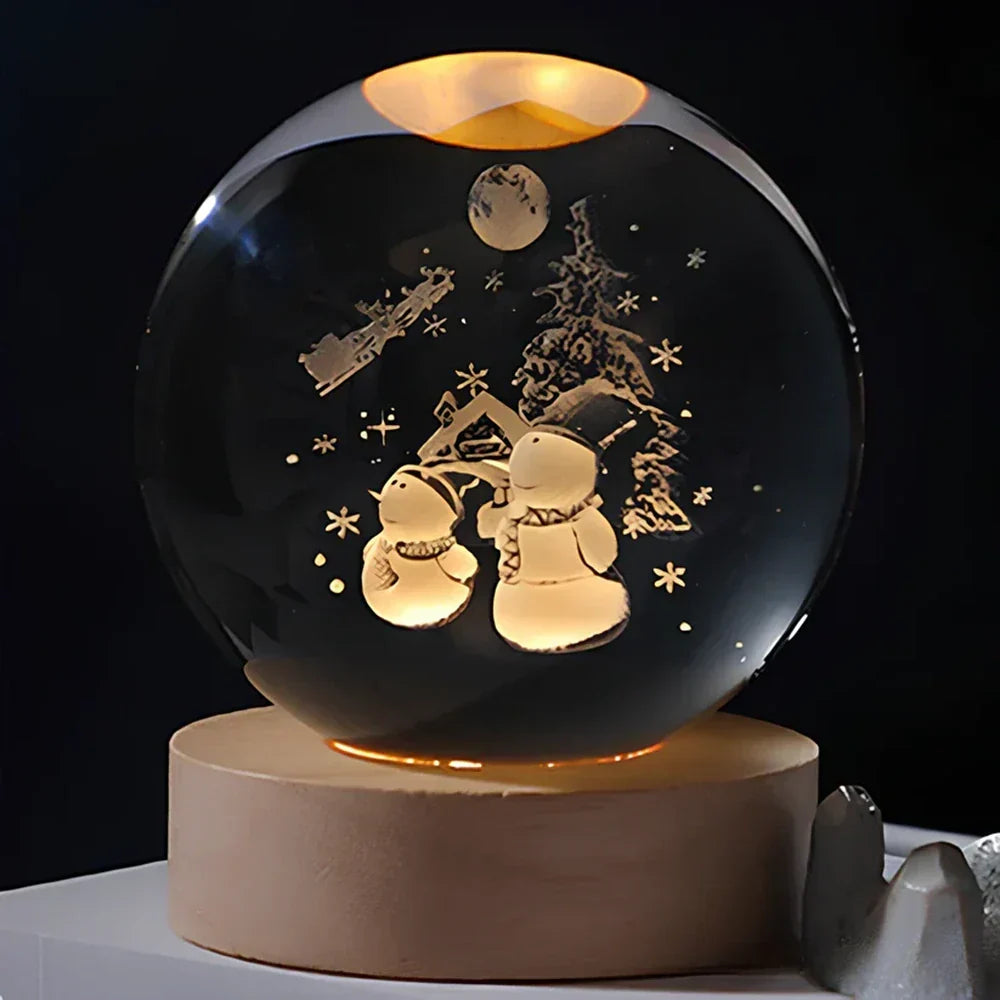 3D Planet Crystal Night Light Warm White USB LED Decorative Lamp
