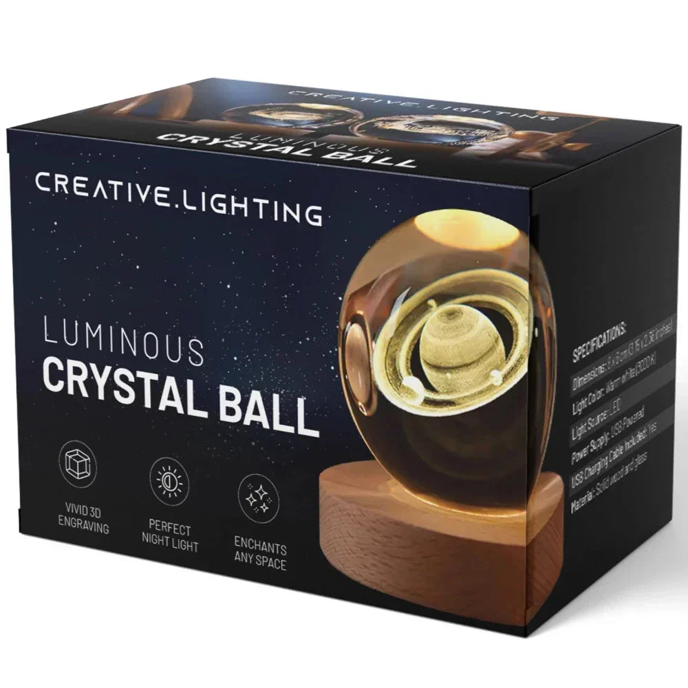3D Planet Crystal Night Light Warm White USB LED Decorative Lamp