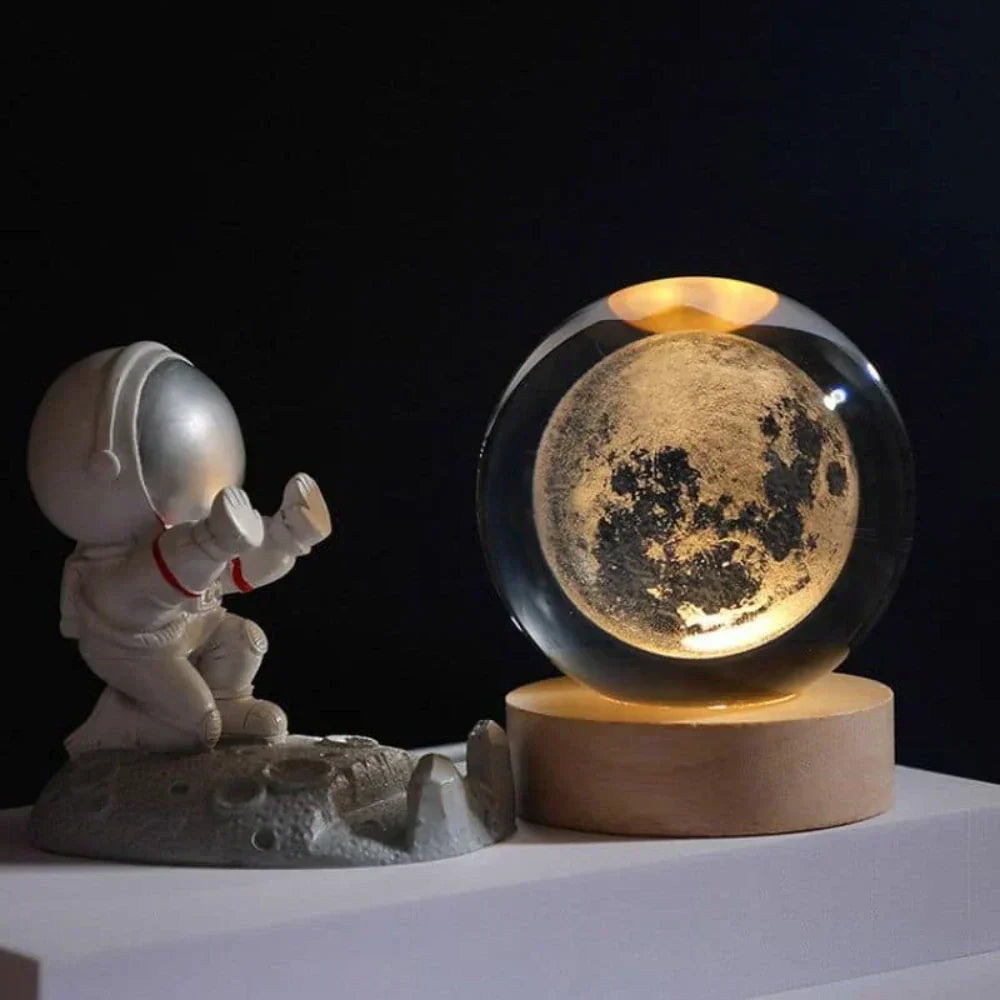 3D Planet Crystal Night Light Warm White USB LED Decorative Lamp
