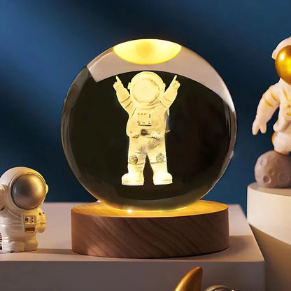 3D Planet Crystal Night Light Warm White USB LED Decorative Lamp