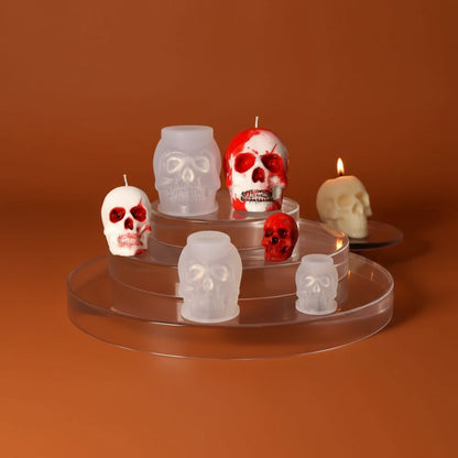 Set di 3 stampi in silicone 3D a forma di teschio per colate in resina e realizzazione di candele