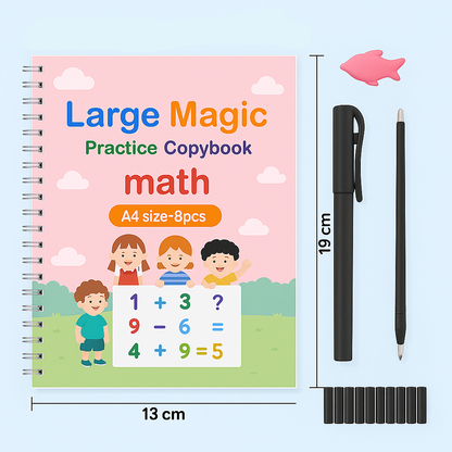 Sæt med 4 førskolearbejdsbøger til alfabet, tal, tegning og matematik