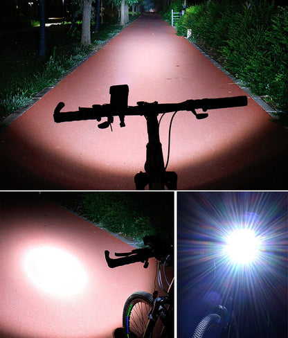 4-in-1 Bike Phone Holder with Power Bank, LED Bike Light & Horn – Shockproof Handlebar Mount