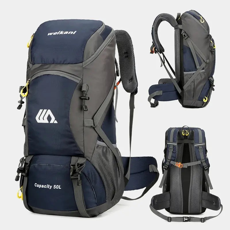 50L Waterproof Nylon Backpack – Large Capacity Camping and Hiking Rucksack