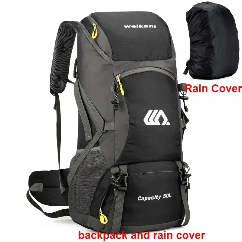 50L Waterproof Nylon Backpack – Large Capacity Camping and Hiking Rucksack