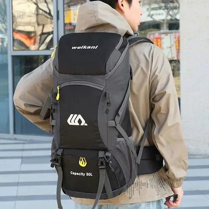 50L Waterproof Nylon Backpack – Large Capacity Camping and Hiking Rucksack