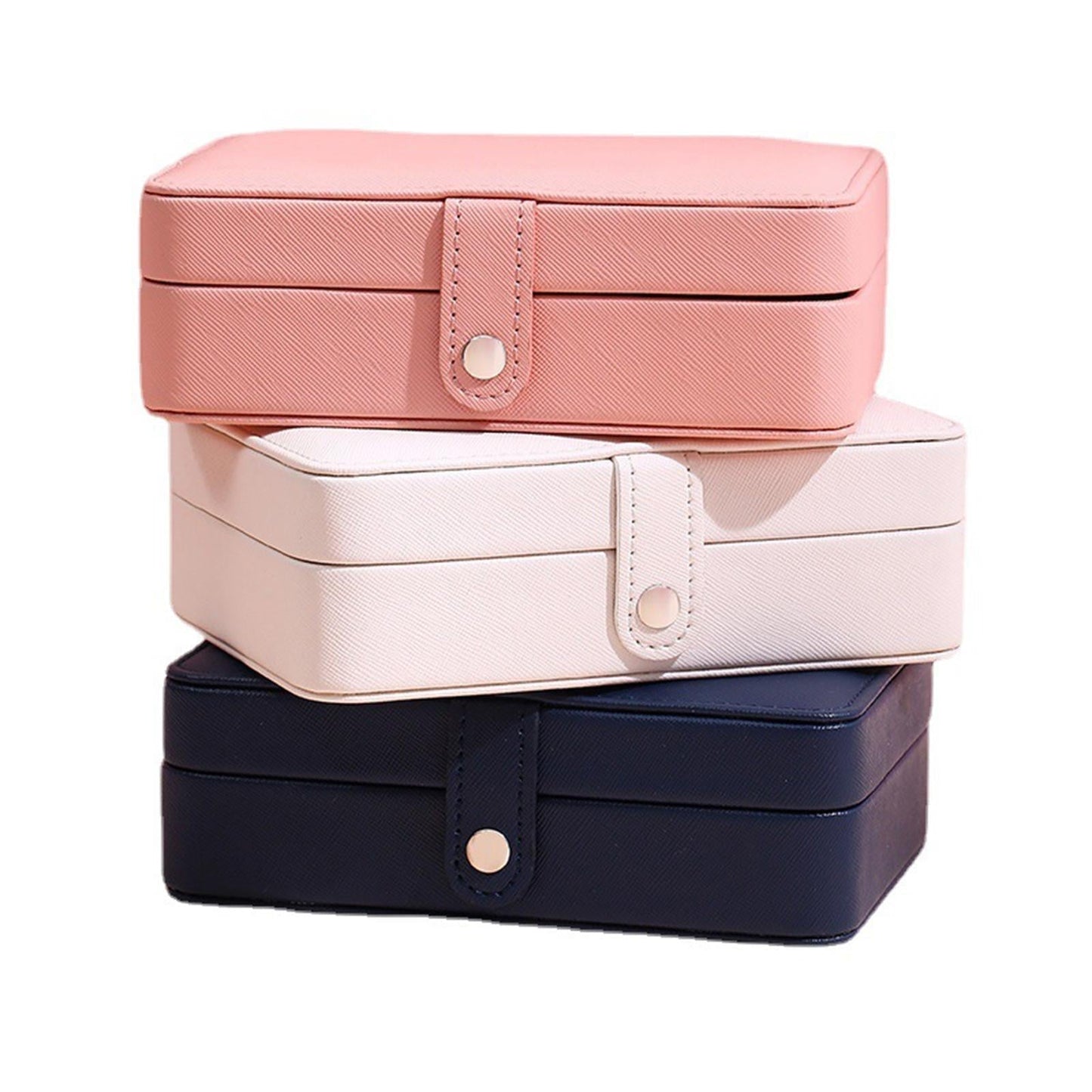 Leather Flip Lid Jewelry Storage Box Ring Earring Organizer