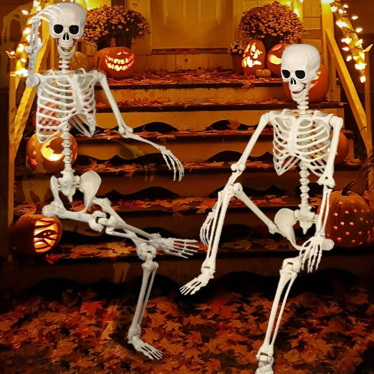 Sagoma di scheletro snodabile di Halloween da 5.5ft per esposizione in giardino o veranda