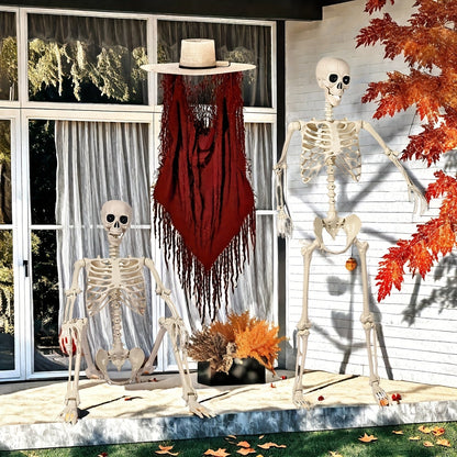 Sagoma di scheletro snodabile di Halloween da 5.5ft per esposizione in giardino o veranda