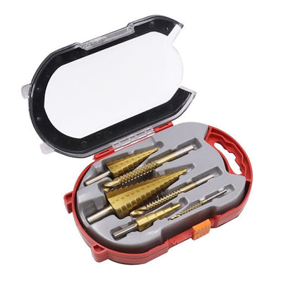 6 Piece Drill Bit Set with Twist Drill Bits and Step Drill Bits with Storage Case Metal Wood Plastic DIY