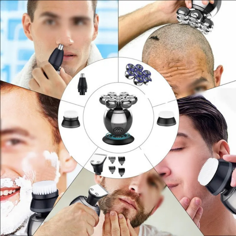 7D Electric Shaver Floating Head Waterproof Rechargeable Razor Charging Dock