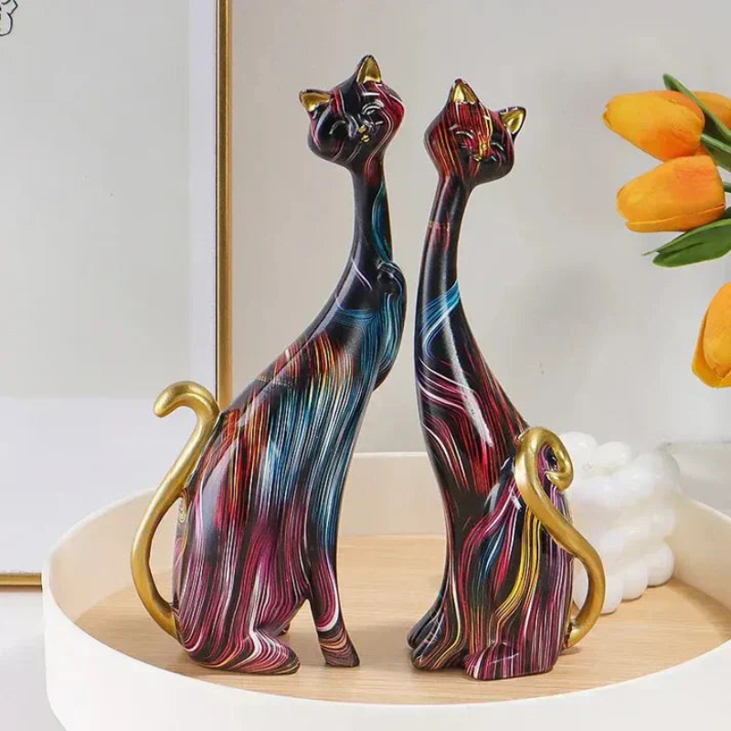 Abstract Cat Sculpture Modern Minimalist Cat Figurine Decorative Home Office Art Statue