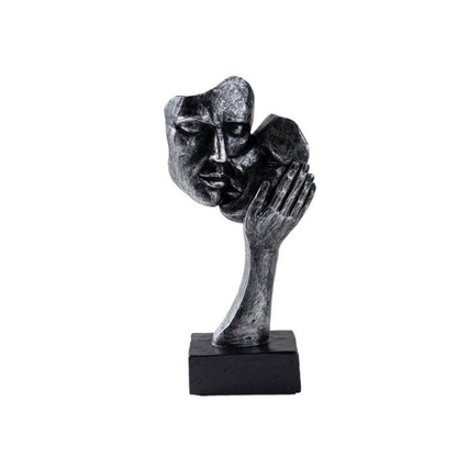 Scultura astratta di coppia in resina con finitura bronzo, statua romantica per decorare la casa