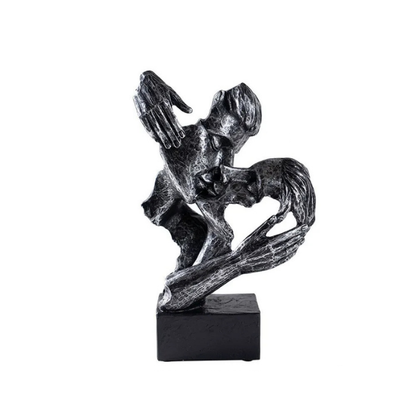 Scultura astratta di coppia in resina con finitura bronzo, statua romantica per decorare la casa