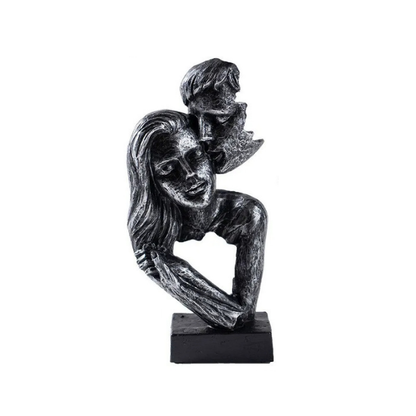 Scultura astratta di coppia in resina con finitura bronzo, statua romantica per decorare la casa