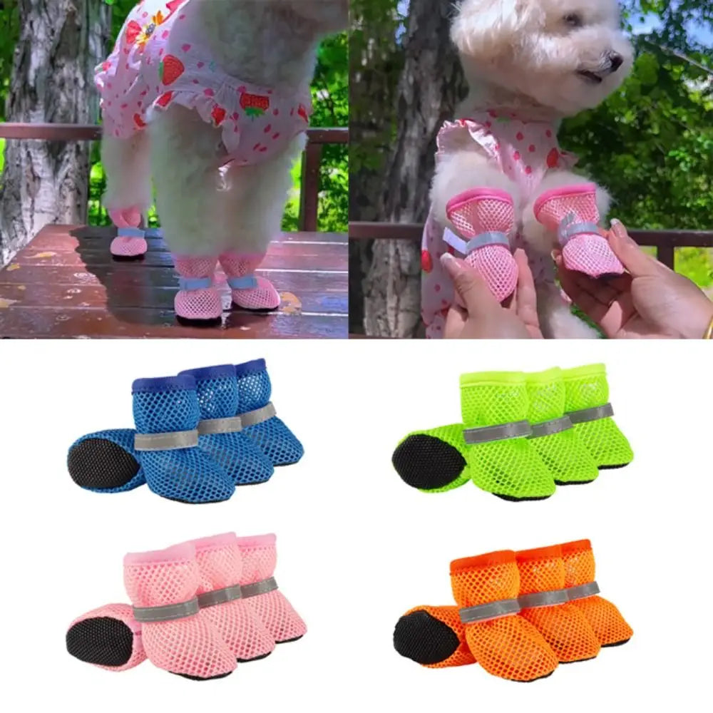 Adjustable Non Slip Dog Paw Boots Mesh Walking Shoes