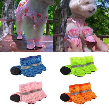 Adjustable Non Slip Dog Paw Boots Mesh Walking Shoes