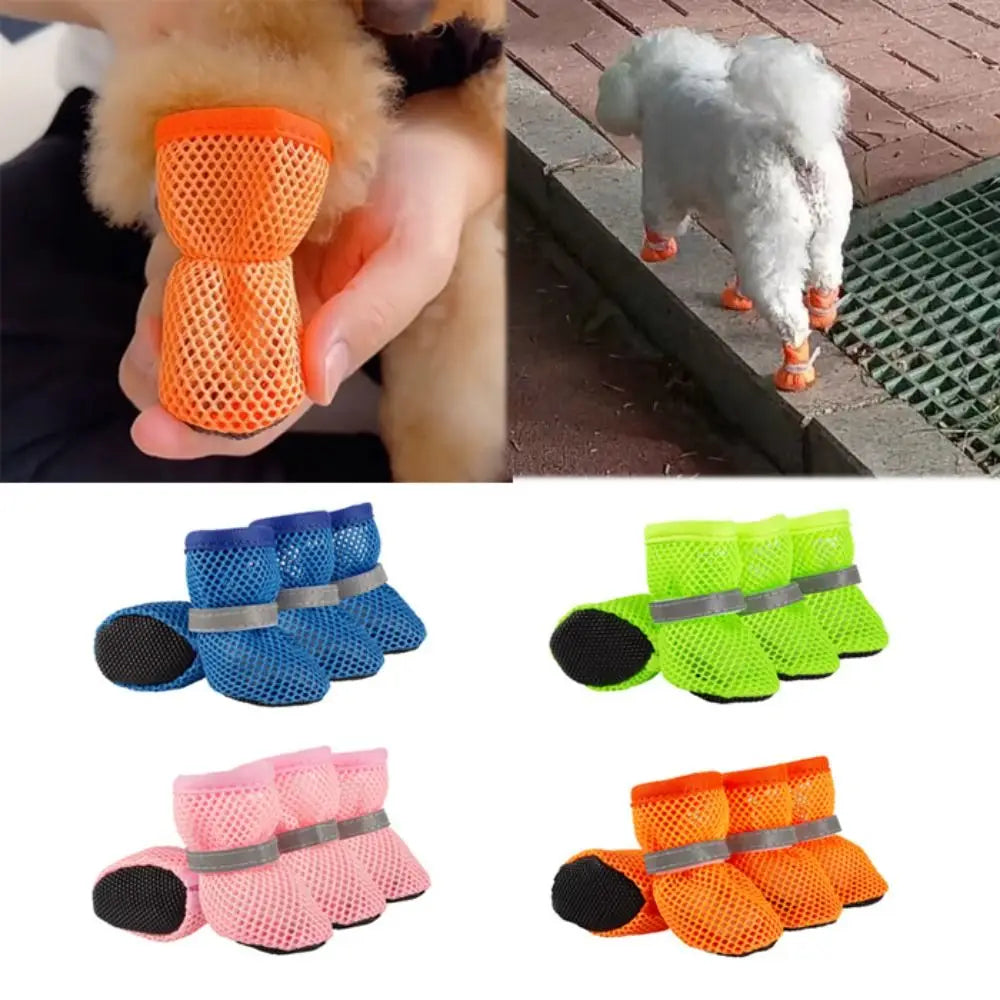 Adjustable Non Slip Dog Paw Boots Mesh Walking Shoes