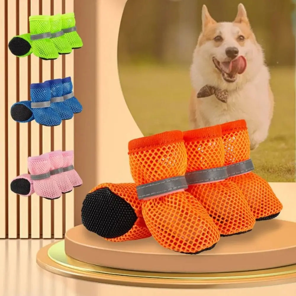 Adjustable Non Slip Dog Paw Boots Mesh Walking Shoes